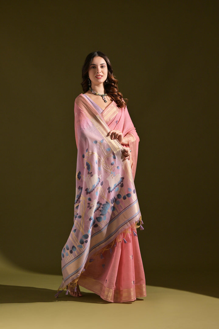 Siara Pink Muga Cotton Saree