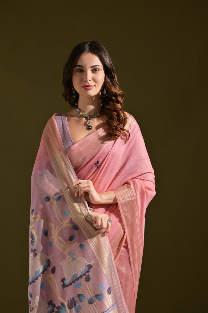 Siara Pink Muga Cotton Saree
