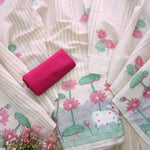 Load image into Gallery viewer, Soothing Pink Jamdani Muga Cotton Unstitched Suit Set
