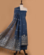 Load image into Gallery viewer, Opulent Hues Indigo Blue Soft Cotton Jamdani Unstitched Suit Set
