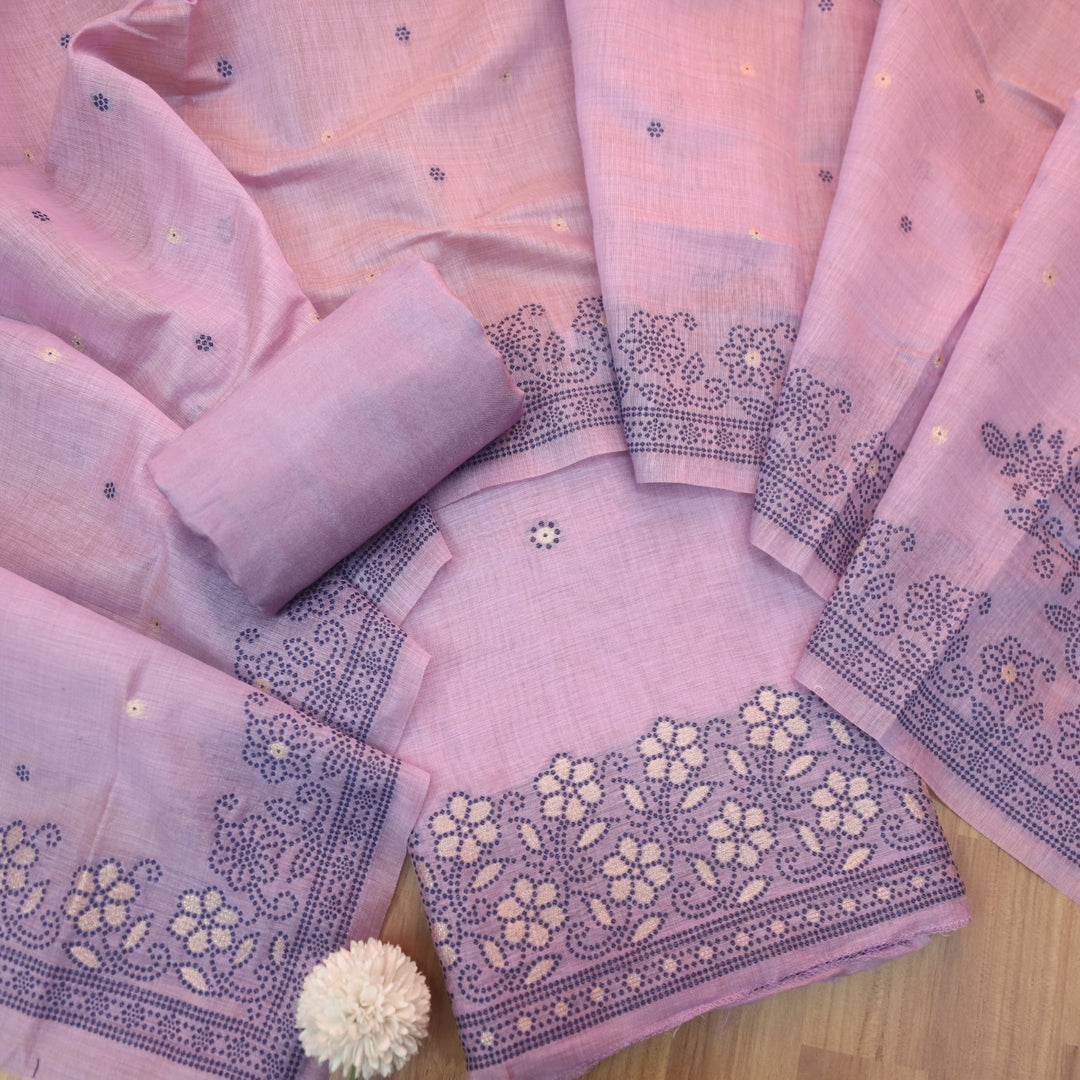The Unseen Seam Lavender Muga Cotton Unstitched Suit Set