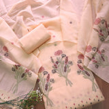 Mystic Weaves Peach Muga Cotton Unstitched Suit Set
