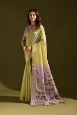 Load image into Gallery viewer, Siara Green Muga Cotton Saree
