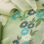Load image into Gallery viewer, Minimalist Muse Green Soft Muga Cotton Jamdani Unstitched Suit Set
