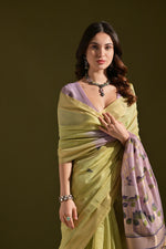 Load image into Gallery viewer, Siara Green Muga Cotton Saree
