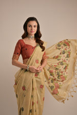 Load image into Gallery viewer, Arisaa Beige Muga Cotton Saree
