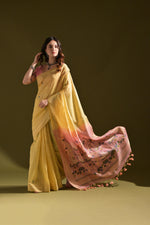 Load image into Gallery viewer, Siara Yellow Muga Cotton Saree
