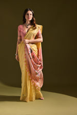 Load image into Gallery viewer, Siara Yellow Muga Cotton Saree
