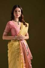 Load image into Gallery viewer, Siara Yellow Muga Cotton Saree

