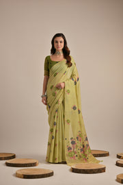 Arisaa Green Muga Cotton Saree