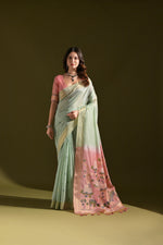 Load image into Gallery viewer, Siara Sea Green Muga Cotton Saree
