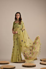Load image into Gallery viewer, Arisaa Green Muga Cotton Saree
