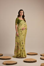 Load image into Gallery viewer, Arisaa Green Muga Cotton Saree
