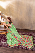Load image into Gallery viewer, Suhani Green Cotton Jamdani Saree

