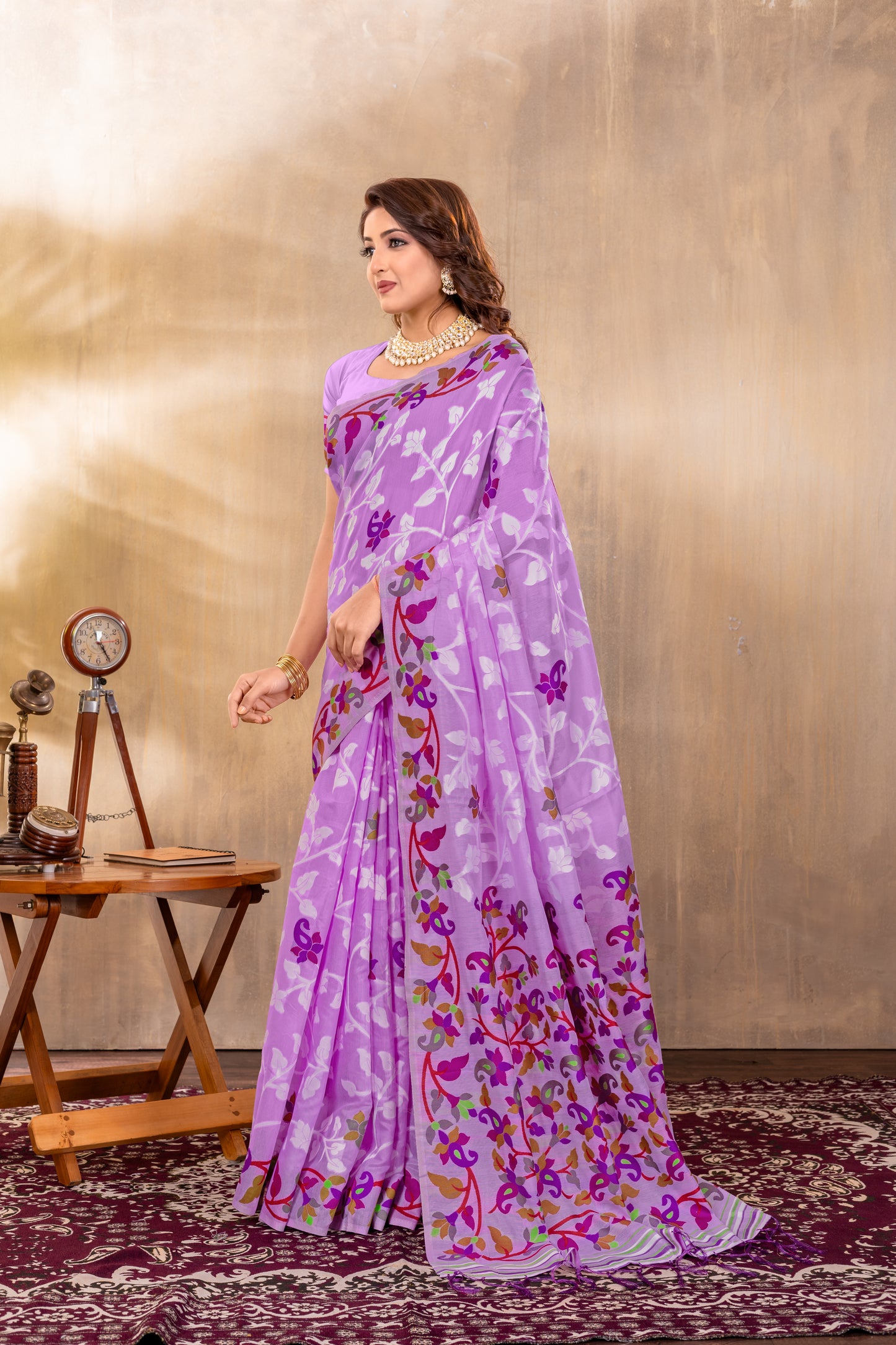 Suhani Lavender Cotton Jamdani Saree