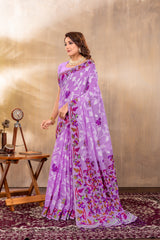 Suhani Lavender Cotton Jamdani Saree