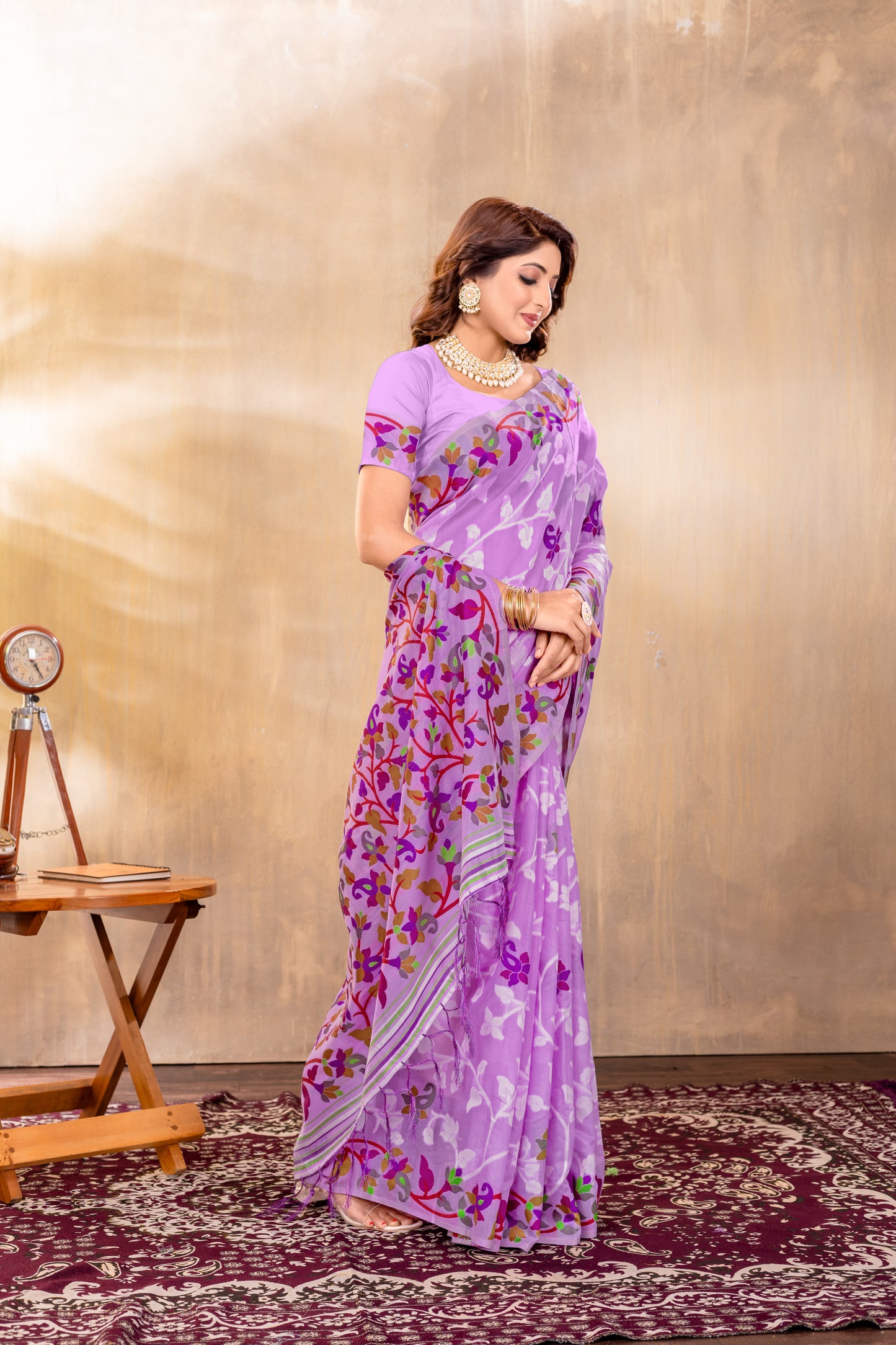 Suhani Lavender Cotton Jamdani Saree