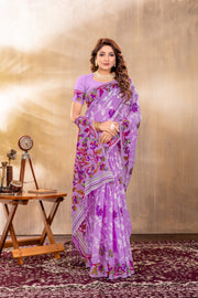 Suhani Lavender Cotton Jamdani Saree