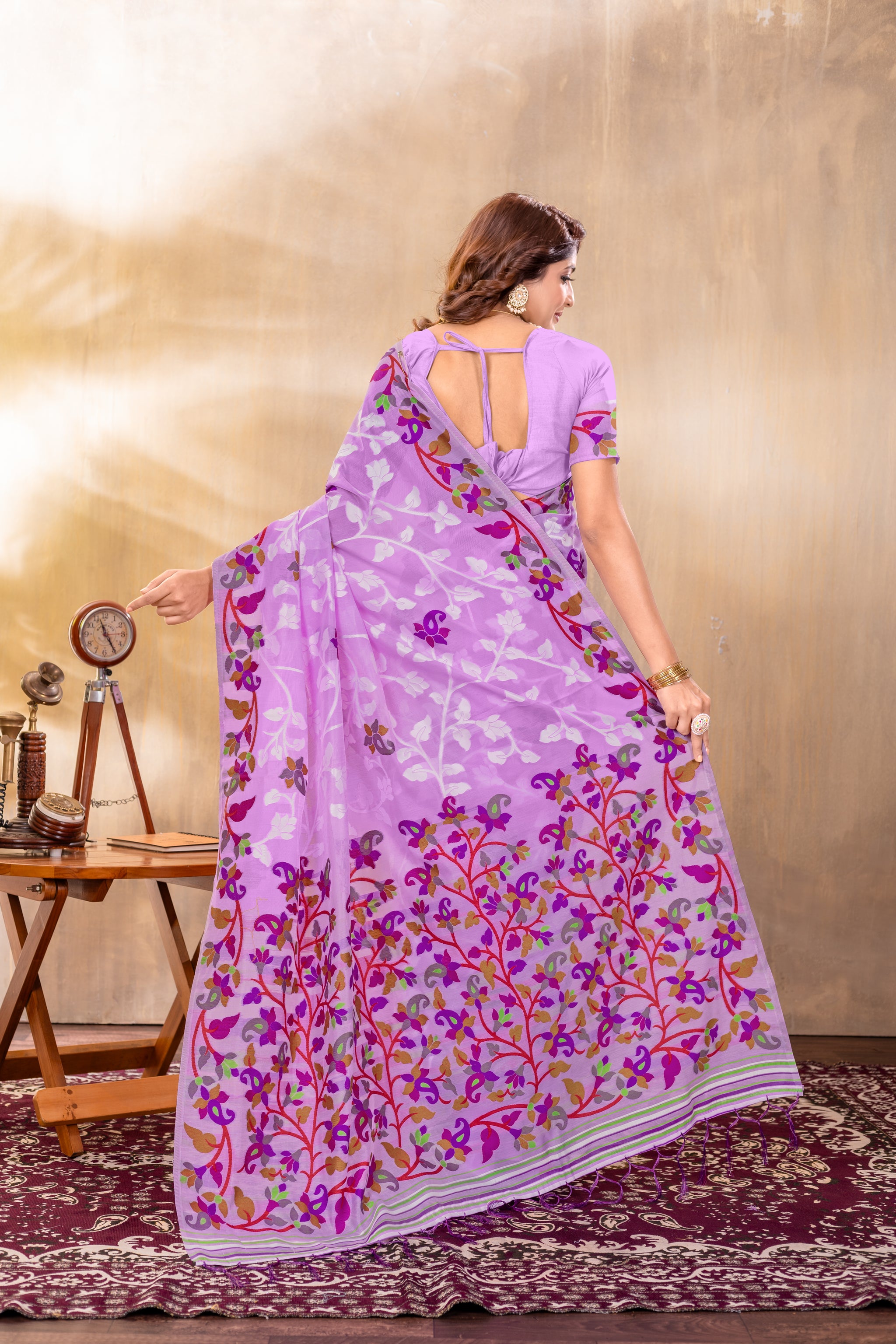 Suhani Lavender Cotton Jamdani Saree