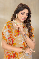 Suhani Beige Cotton Jamdani Saree