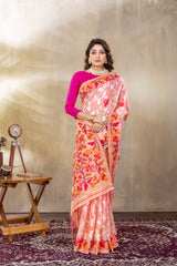 Suhani Peach Cotton Jamdani Saree