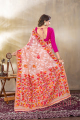 Suhani Peach Cotton Jamdani Saree
