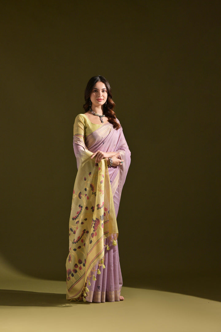 Siara Lavender Muga Cotton Saree