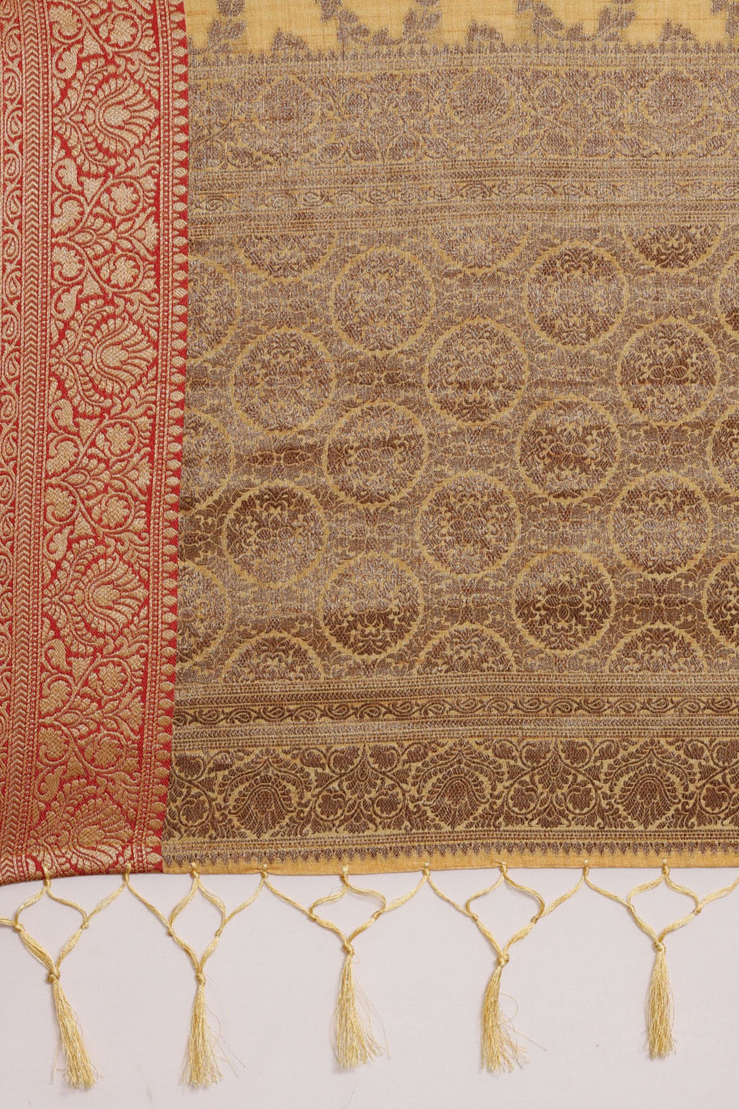 Aarya Canary Yellow Zari Woven Design Banarasi Pure Cotton Saree