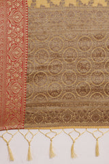 Aarya Canary Yellow Zari Woven Design Banarasi Pure Cotton Saree