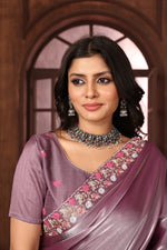 Load image into Gallery viewer, Sundri Lavender Jimmi Choo Embroidered Saree
