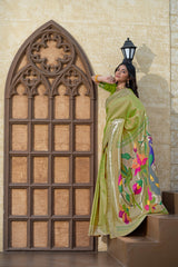 Antara Green Paithani Soft Blended Silk Saree