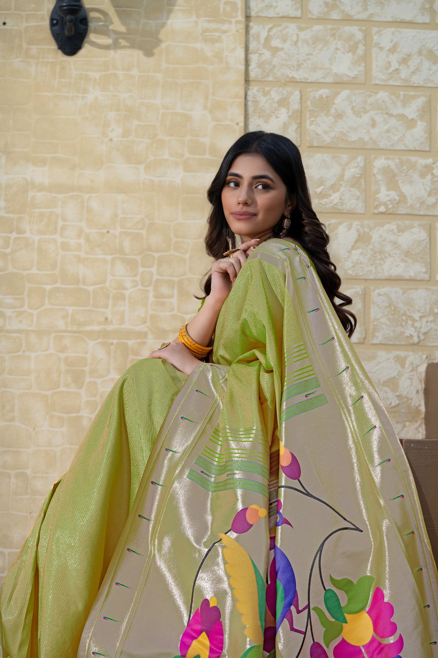 Antara Green Paithani Soft Blended Silk Saree