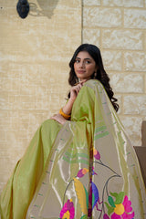 Antara Green Paithani Soft Blended Silk Saree