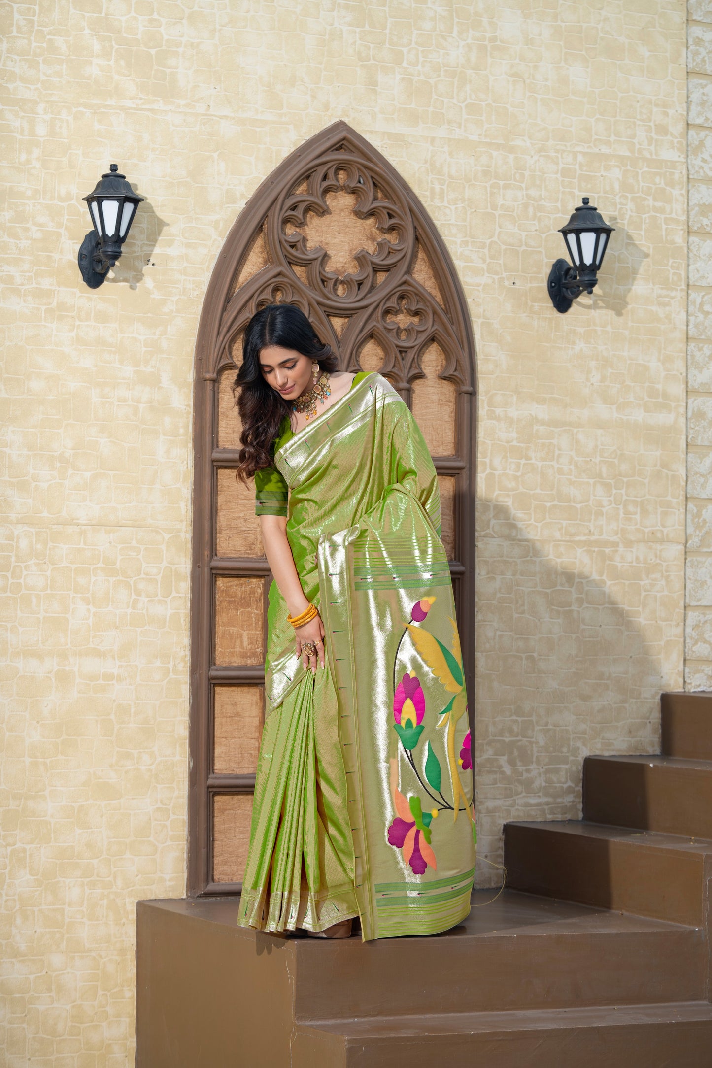 Antara Green Paithani Soft Blended Silk Saree