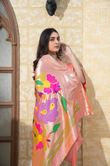 Antara Peach Paithani Soft Blended Silk Saree