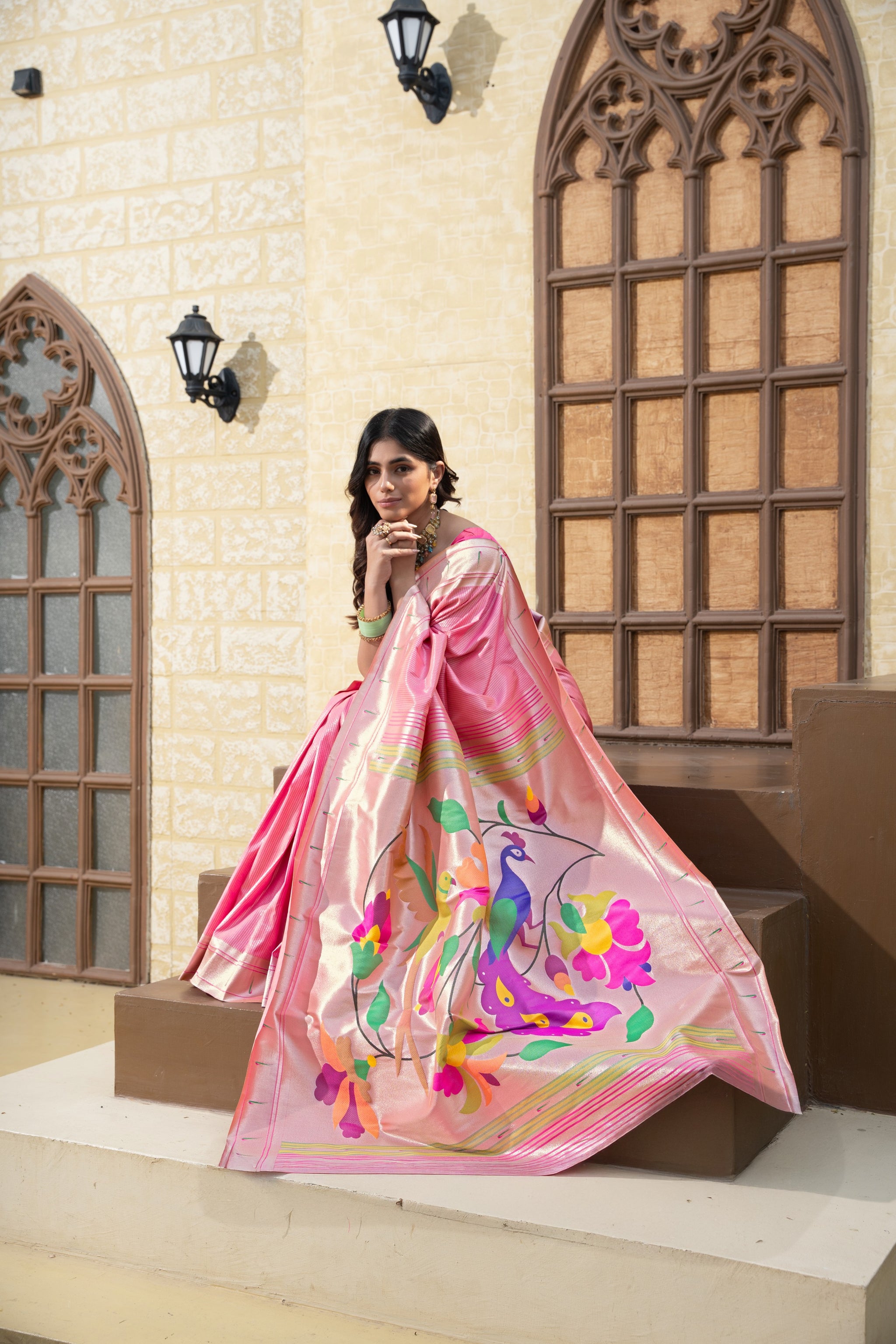 Antara Pink Paithani Soft Blended Silk Saree