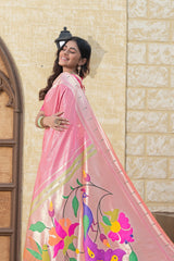 Antara Pink Paithani Soft Blended Silk Saree