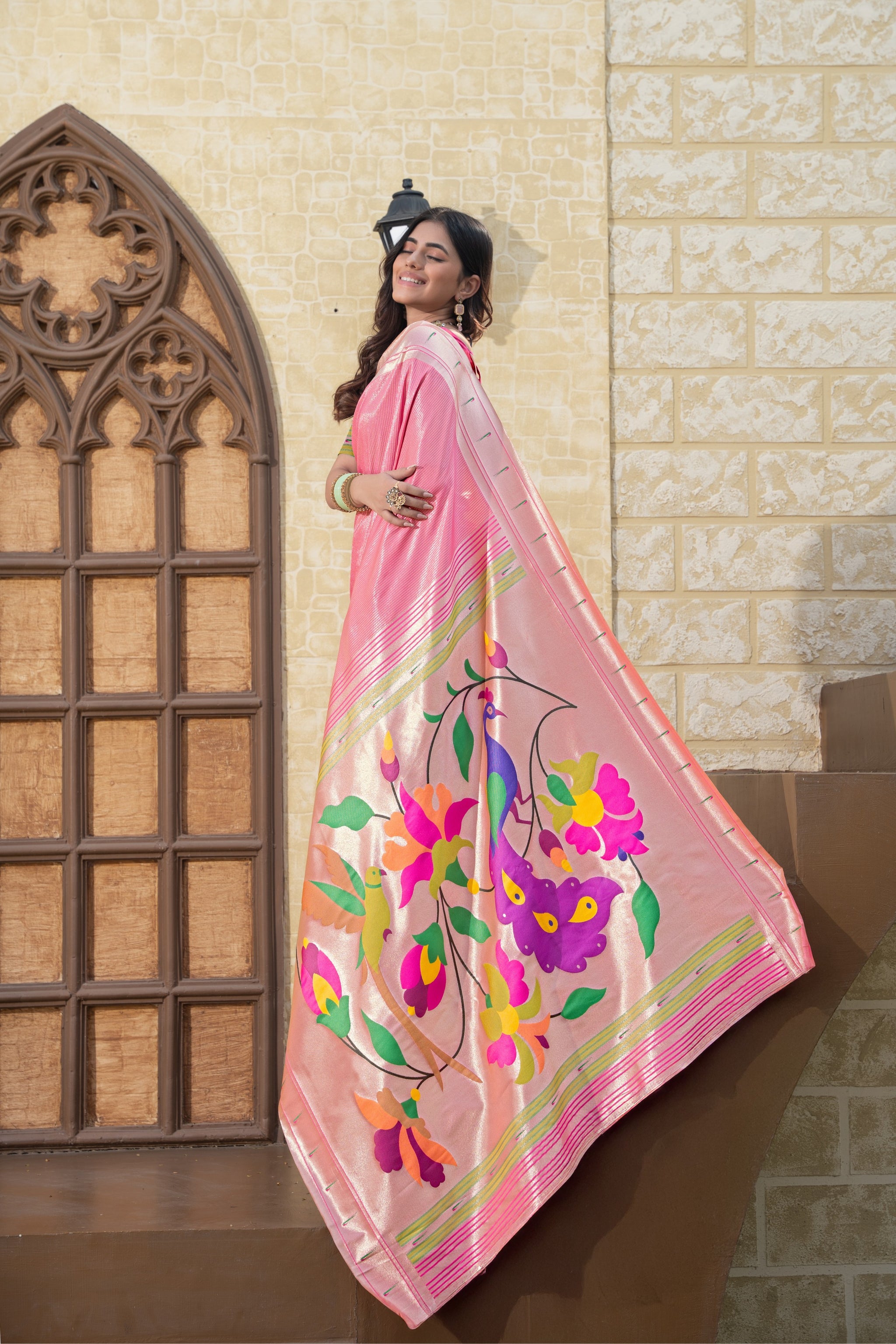Antara Pink Paithani Soft Blended Silk Saree