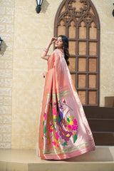 Antara Red Paithani Soft Blended Silk Saree