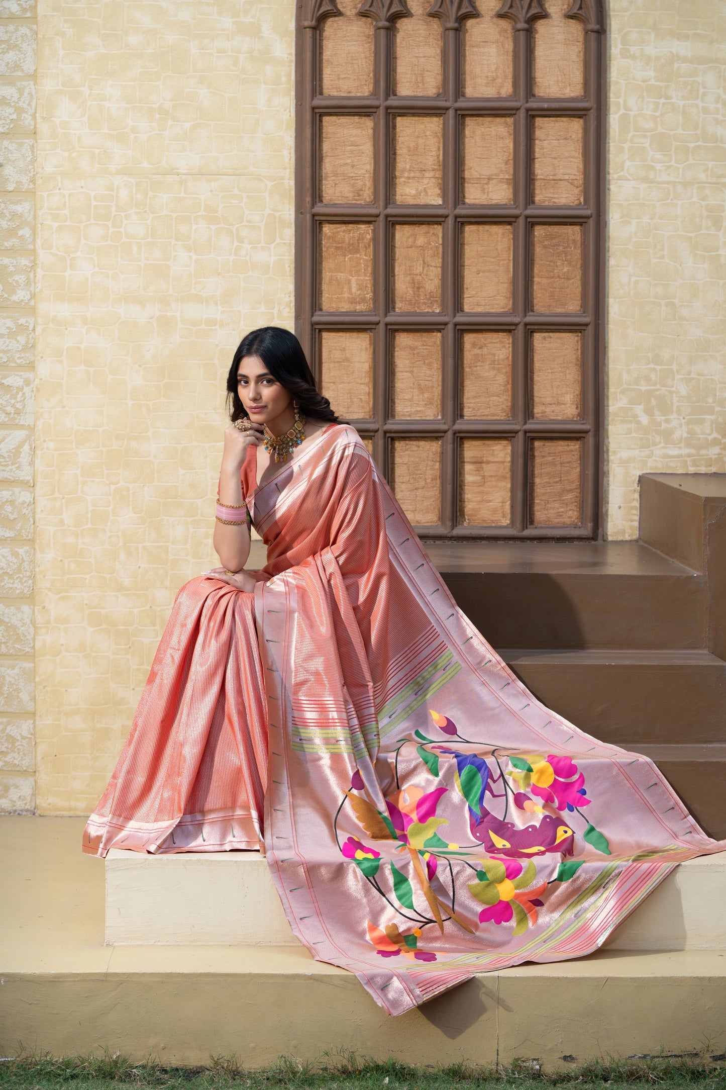 Antara Red Paithani Soft Blended Silk Saree