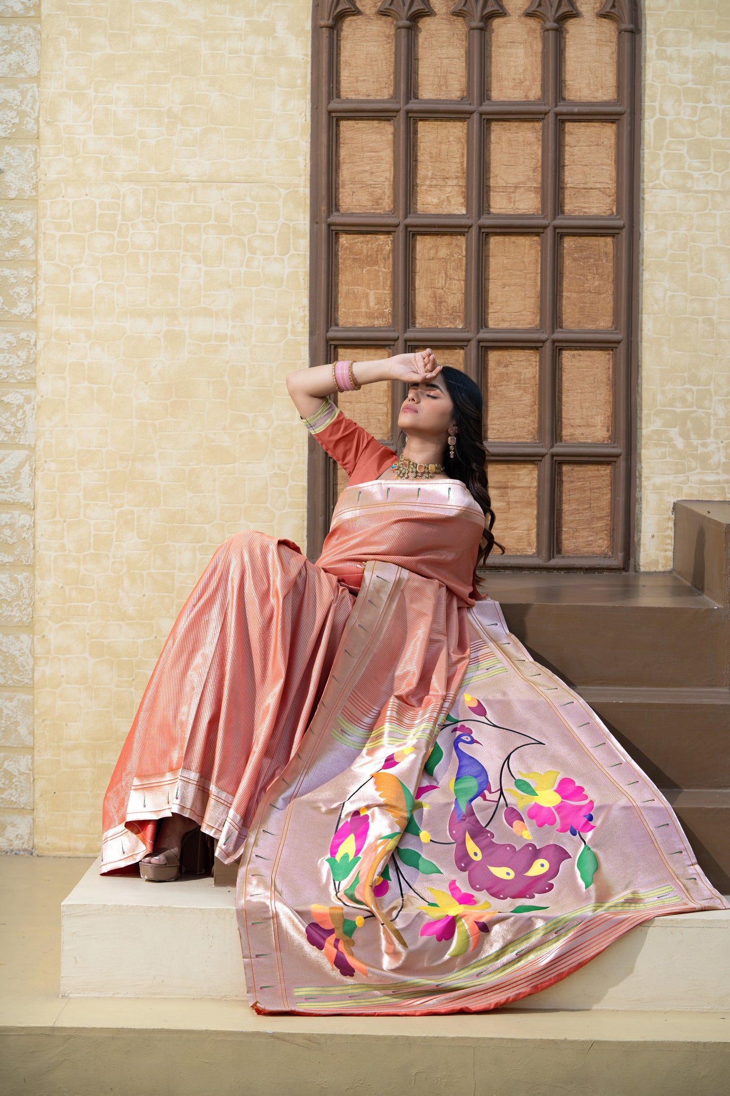 Antara Red Paithani Soft Blended Silk Saree