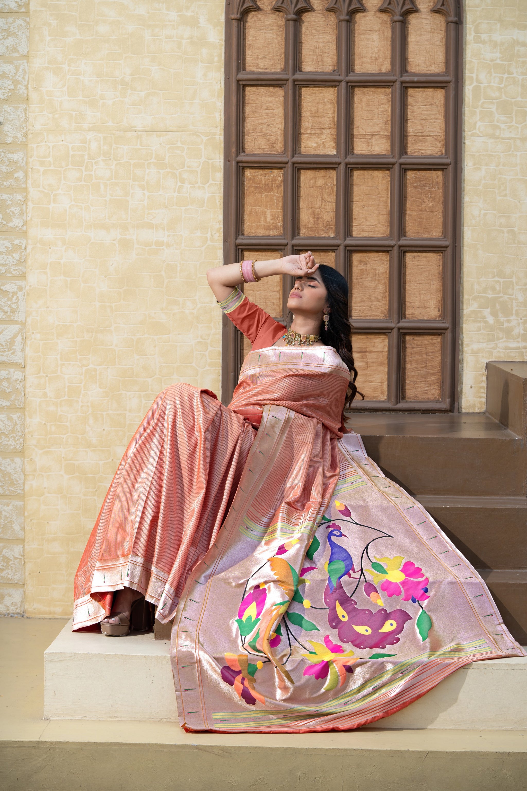 Antara Red Paithani Soft Blended Silk Saree