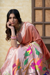 Antara Red Paithani Soft Blended Silk Saree