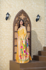 Antara Yellow Paithani Soft Blended Silk Saree