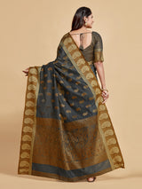 Avantika Gunsmoke Grey Zari Woven Design Chanderi Cotton Saree