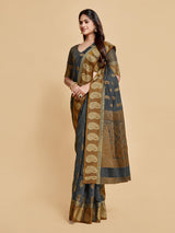 Avantika Gunsmoke Grey Zari Woven Design Chanderi Cotton Saree