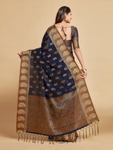 Avantika Midnight Blue Zari Woven Design Chanderi Cotton Saree