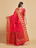 Load image into Gallery viewer, Avantika Fiery Rose Zari Woven Design Chanderi Cotton Saree
