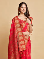 Load image into Gallery viewer, Avantika Fiery Rose Zari Woven Design Chanderi Cotton Saree
