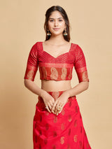 Avantika Fiery Rose Zari Woven Design Chanderi Cotton Saree